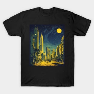 Sao Paulo Brazil Starry Night Vintage Tourism Travel Poster Art T-Shirt
